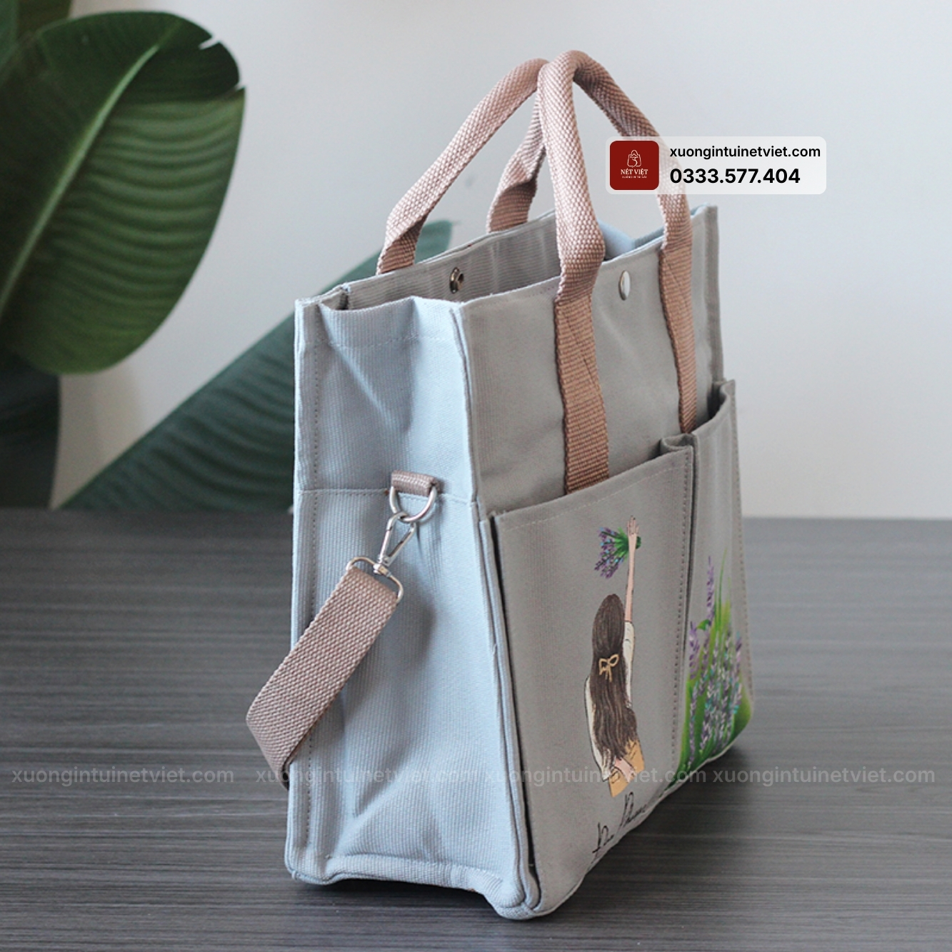 Túi vải Canvas Nhiều ăn chữ nhật (in tên cá nhân) - Ảnh 3